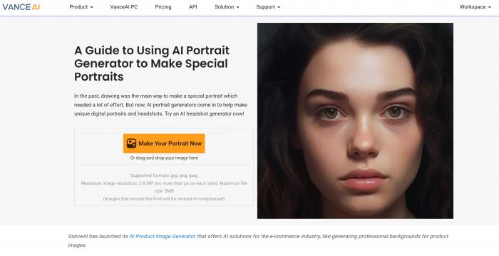 VanceAI AI portrait generator