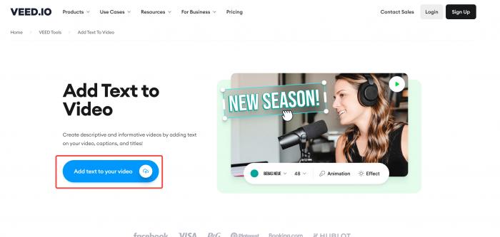 veed io add text to video